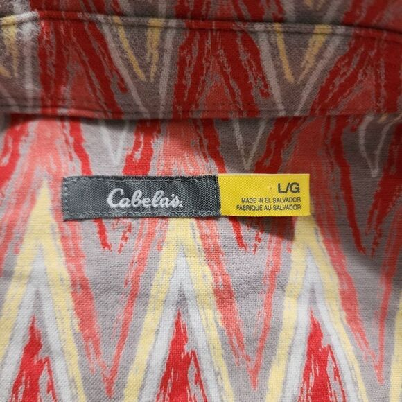 Cabela's shirt geometric striped button up flannel Western Southwest Cowgirl L - Picture 4 of 6